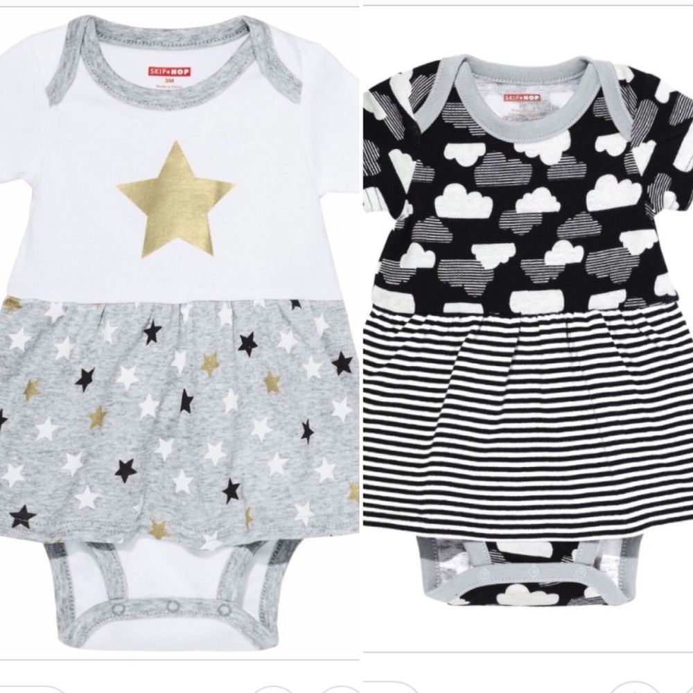 Two 3mo skirted onesies